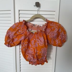 Xirena Elle Off the Shoulder Floral Cotton Crop Top | Size XS